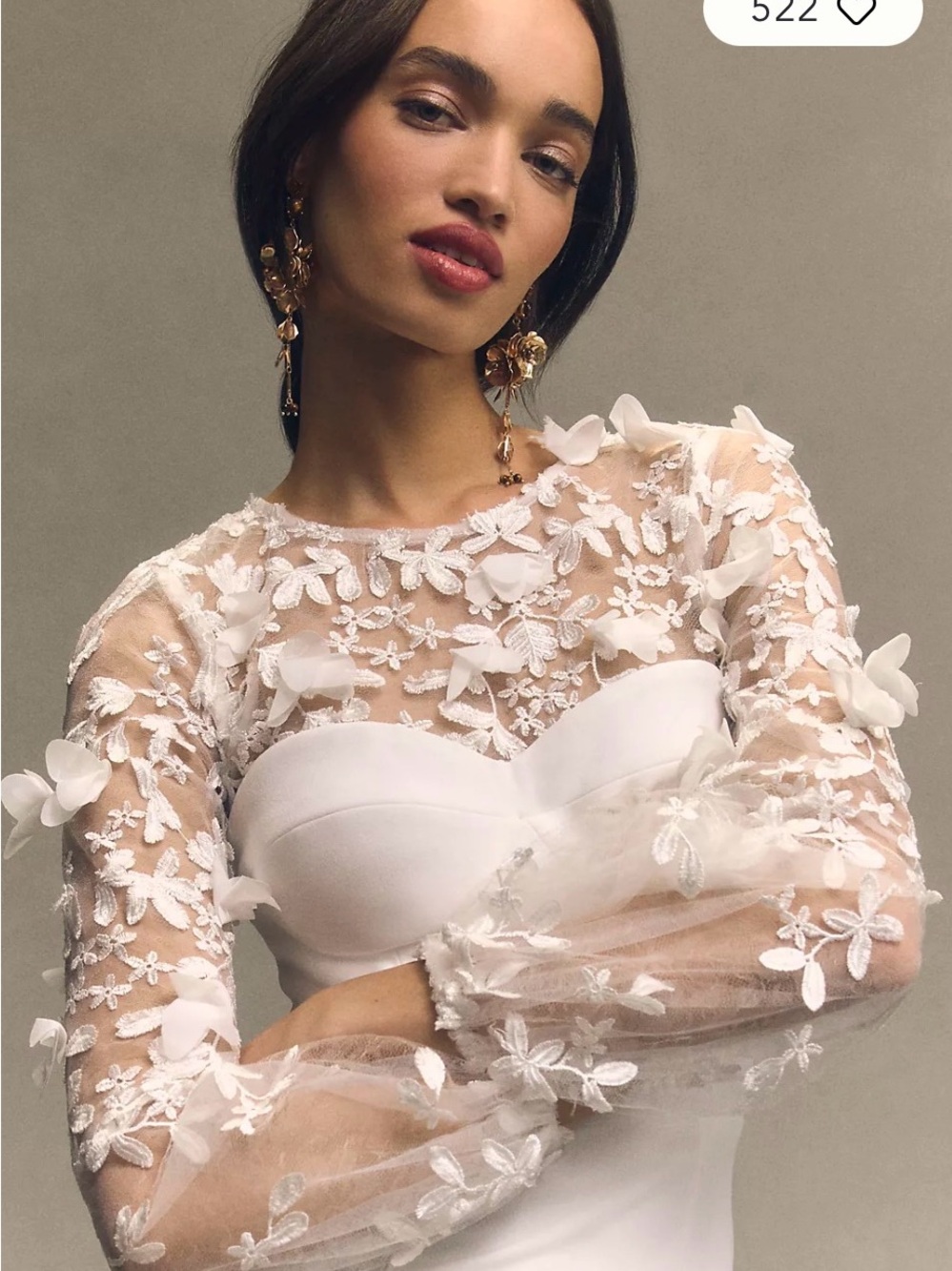 Dress the Population White Floral Appliqué Mini Dress